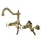 Kingston Brass Heritage 2-Handle Wall Mnt Bridge Kitchen Faucet W/Brass Sprayer, Brass KS1243PXBS - alternate 1